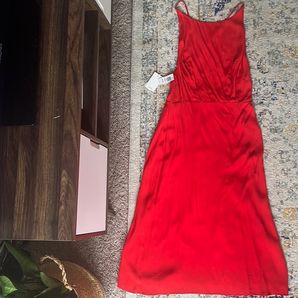 Aritzia red t-length crepe-like dress